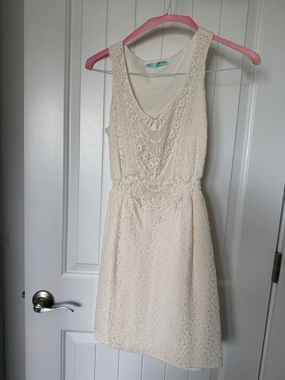 MAURICES Sleeveless Cream Lace Sundress with Crochet Bodice